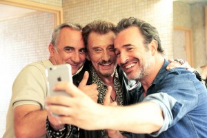 Antoine Duléry, Jean Dujardin et Johnny ou... son sosie. DR