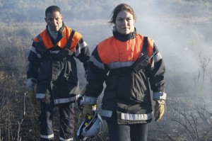 Les hommes du feu: Roschdy Zem et Emilie Dequenne. DR