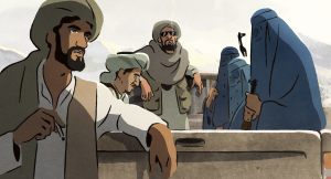 Les talibans et leurs prisonnières. DR