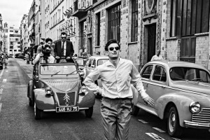 Belmondo (Aubry Dullin) dans le plan de la mort de Michel Poicard. Photos Jean-Louis Fernandez