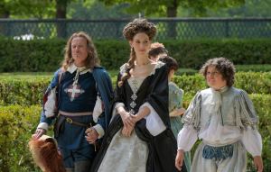 "Les caprices..." D'Artagnan (Franck Dubosc), la reine (Doria Tillier) et le jeune roi. Photos Michel Crotto